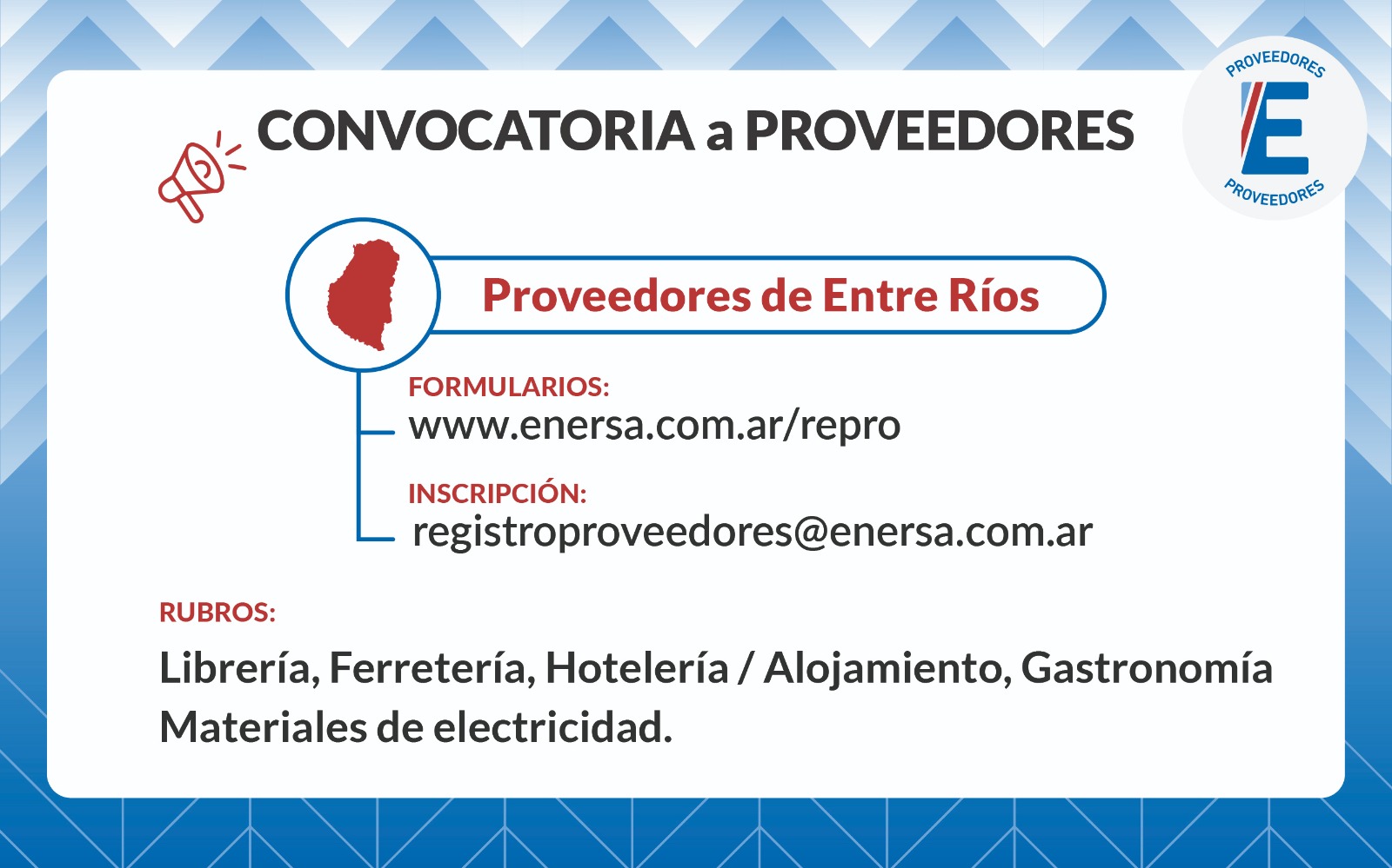 Enersa convoca a empresas y establecimientos de toda la Provincia a inscribirse en su Registro de Proveedores - 7PAGINAS