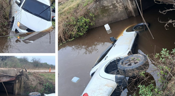 Una camioneta con un menor a bordo despistó y cayó desde un puente en zona rural del departamento Federación